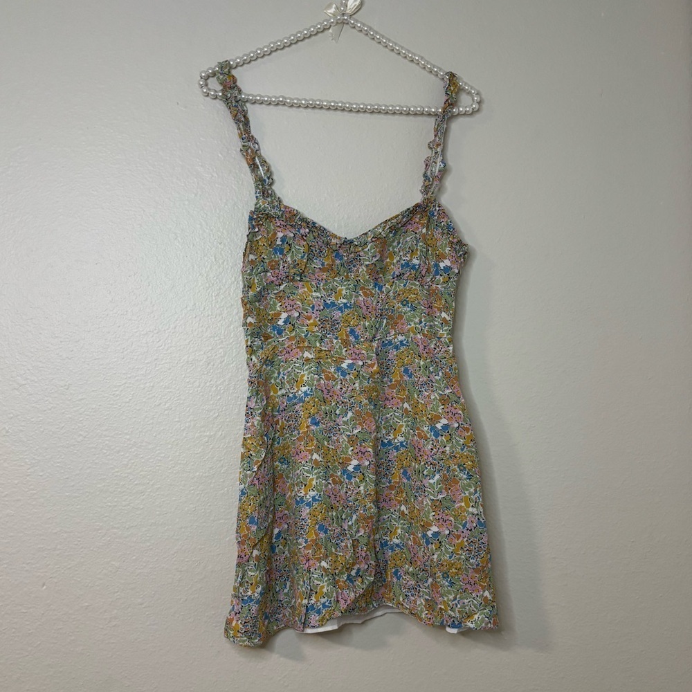 Zara Women Multicolor Floral Ruffle Sweatheart Mini Dress - Picture 7 of 8